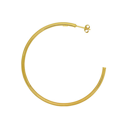 9ct yellow gold, silver filled, large open hoop stud earrings (shown as a single but sold as a pair)