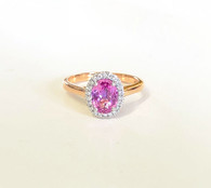 Pink Natural Sapphire & Diamond Ring (2-1918)