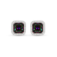 Mystic Topaz & CZ Stud Earrings (24-1870)