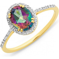 Mystic Topaz & Diamond Ring (2-1935)