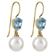 Blue Topaz & Pearl Earrings (17-1489)