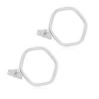 Open Hexagon Stud Earrings (14-2033)