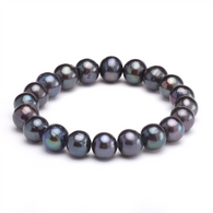9.5-10.5mm Black Freshwater Pearl Bracelet (17-1512)