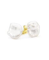 White Keshi Pearl Stud Earrings (17-1547)