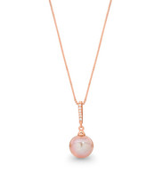 Pink Round Edison Pearl & Cubic Zirconia Pendant (17-1549)