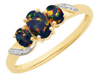 Lab Grown Opal & Diamond Ring (2-2101)