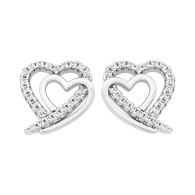 Cubic Zirconia Heart Stud Earrings (24-2393)