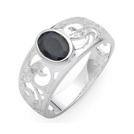 Sterling Silver Sapphire & Diamond Ring