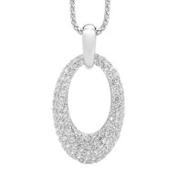 CZ Oval Pendant with Chain (P607)