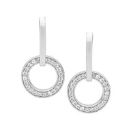 White CZ Circle Drop Stud Earrings (E300)