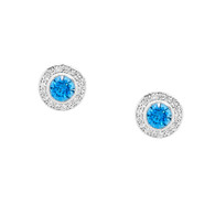 Blue CZ Stud Earrings (E390FB)