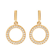 White CZ Open Circle Drop Earrings (E470G)