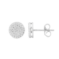 Pave White CZ Circle Stud Earrings (E475S)