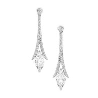 White CZ Statement Drop Earrings (E450)
