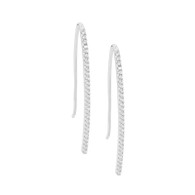 White CZ Bar Drop Earrings (E477S)