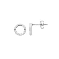 White CZ Open Circle Stud Earrings (E515S)