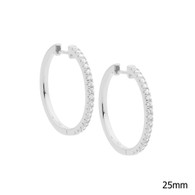 White CZ 25mm Hoop Earrings (E519S)