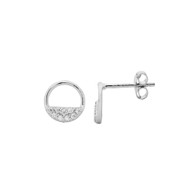 White CZ Open Circle Stud Earrings (E520S)