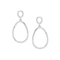 White CZ Open Oval Drop Earrings (E521S)