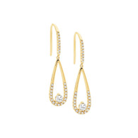 White CZ Tear Drop Earrings (E522G)