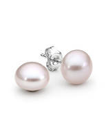 Pearl stud earrings - 10-10.5mm pink freshwater button pearl