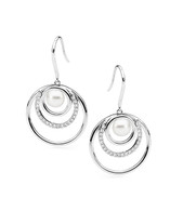 Freshwater Pearl CZ Hook Earrings