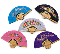 Assorted color hand fans, package of 10