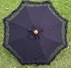 Fancy lace parasol, black color with carrying bag