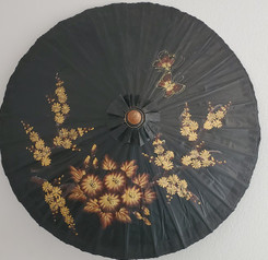 Water proof umbrella with black and gold butterfly, WP 654