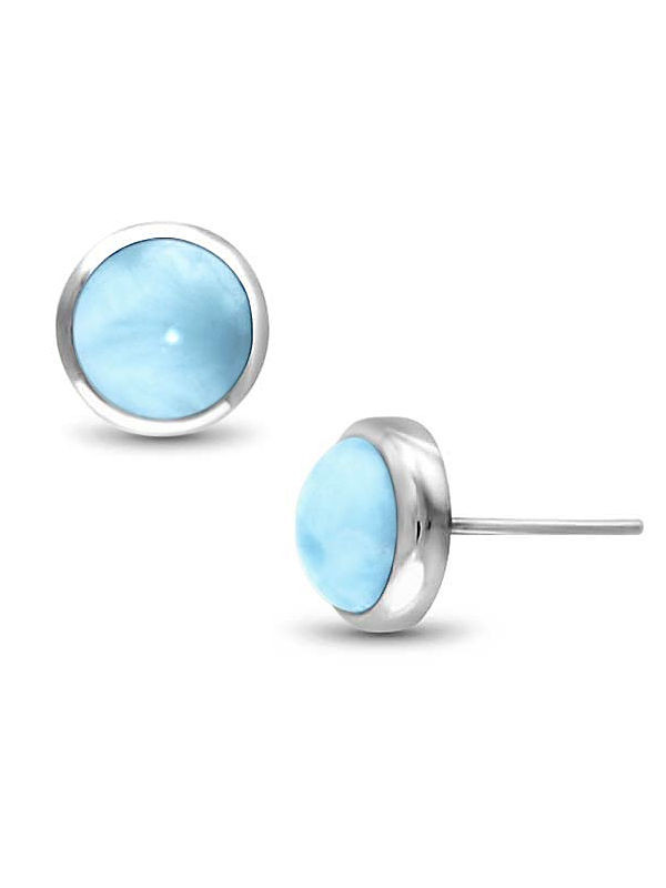 MarahLago Basics Round Larimar Stud Post Earrings - Larimarket