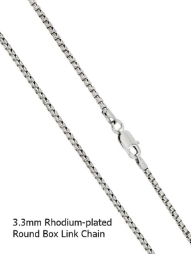 Rhodium-Plated Sterling Silver 3.3mm Round Box Link Chain - 18