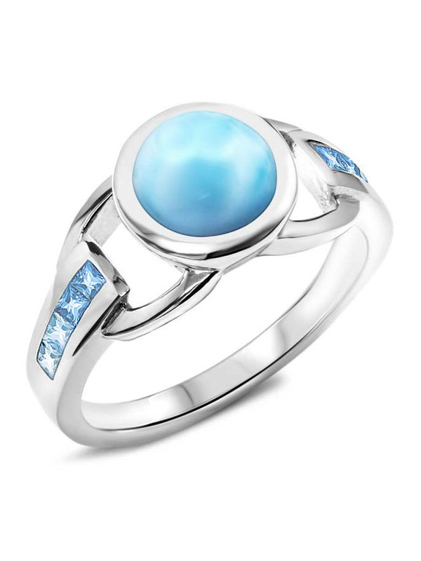 Azure Prism Larimar Ring – Caribbean Treasures