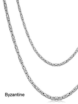 Oxidized Sterling Silver 2.5mm Bali Byzantine Necklace - 3x4