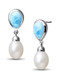 MarahLago Alisa Collection Larimar Dangle Pearl Earrings