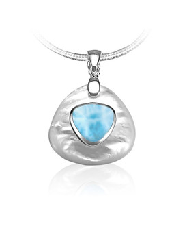 MarahLago Nadia Collection Larimar & Mother of Pearl Pendant