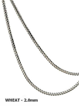 Oxidized Sterling Silver 2.0 mm Balinese Wheat Chain
