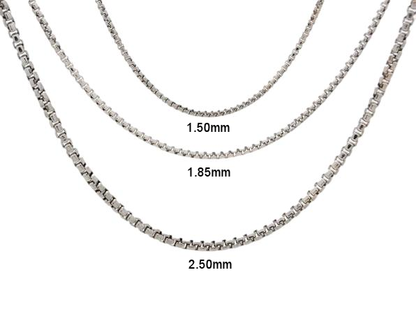 Round Box-Link Sterling Silver Chain  - CloseUp (png)