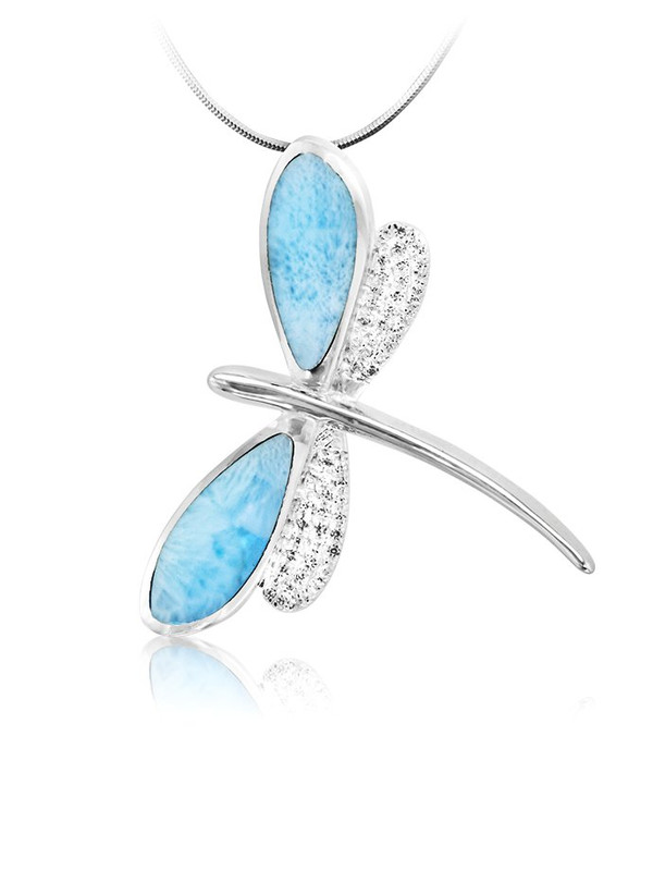 Marahlago Larimar Dragonfly Pendant Necklace Larimarket