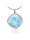 MarahLago Clarity Collection Square Larimar Pendant/Necklace with White Sapphire