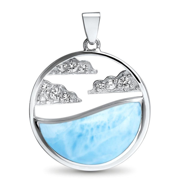 MarahLago Cloud Larimar Necklace with White Sapphire