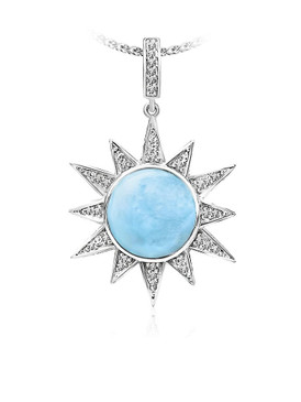 MarahLago Solstice Collection Larimar Pendant/Necklace with White Sapphire