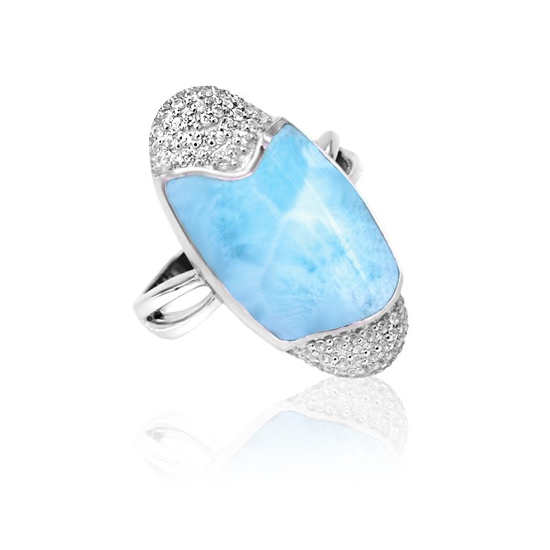 MARAHLAGO Larimar selling Ring Blue Topaz size 7