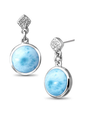 MarahLago Bliss Collection Larimar Earrings with White Sapphire - 3x4