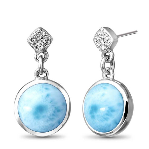 MarahLago Bliss Collection Larimar Earrings with White Sapphire