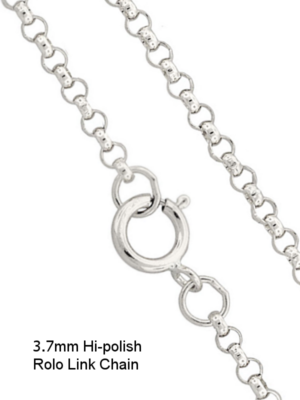 Sterling Silver 3.7mm Hi-Polished ROLO Chain - 18"