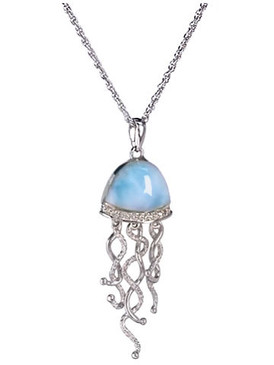 MarahLago Marine Life Larimar Jellyfish Necklace - now on rope (May2021 or prior)