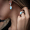 MarahLago Azure Pear Collection Larimar Earrings with Blue Topaz & Pearl - model