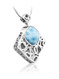 MarahLago Zara Collection Square Larimar Pendant/Necklace with White Sapphire