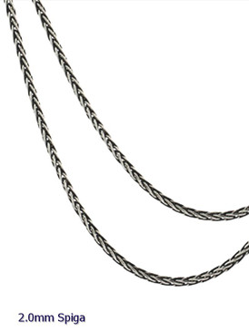 Oxidized Sterling Silver 2.0 mm Balinese Spiga Chain