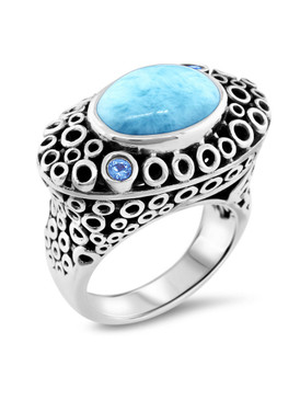 MarahLago Imani Collection Larimar Ring with Blue Spinel - 3x4